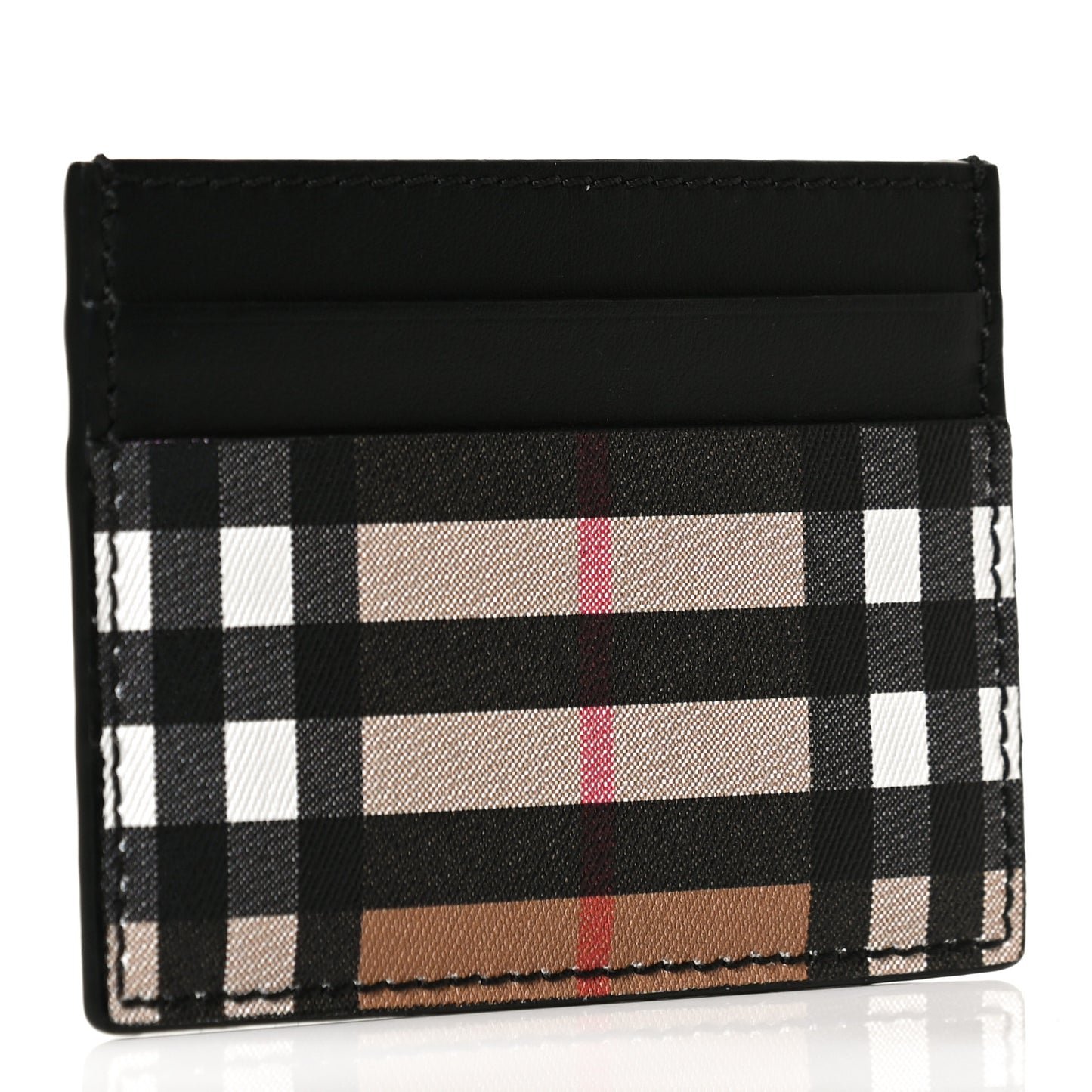Vintage Check Calfskin Card Case Black