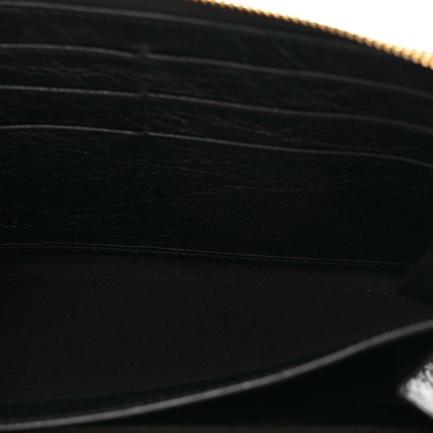 Agneau Classic Gold Hardware Continental Zip Around Wallet Black