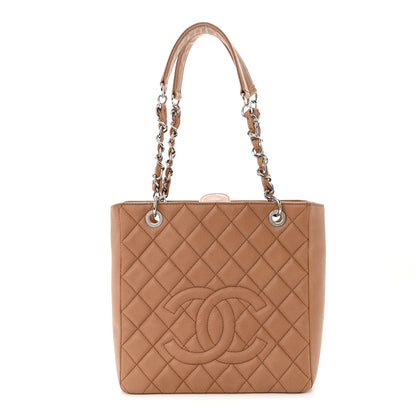 Chanel Caviar Quilted Petit Shopping Tote PST Dark Beige 1 of 11