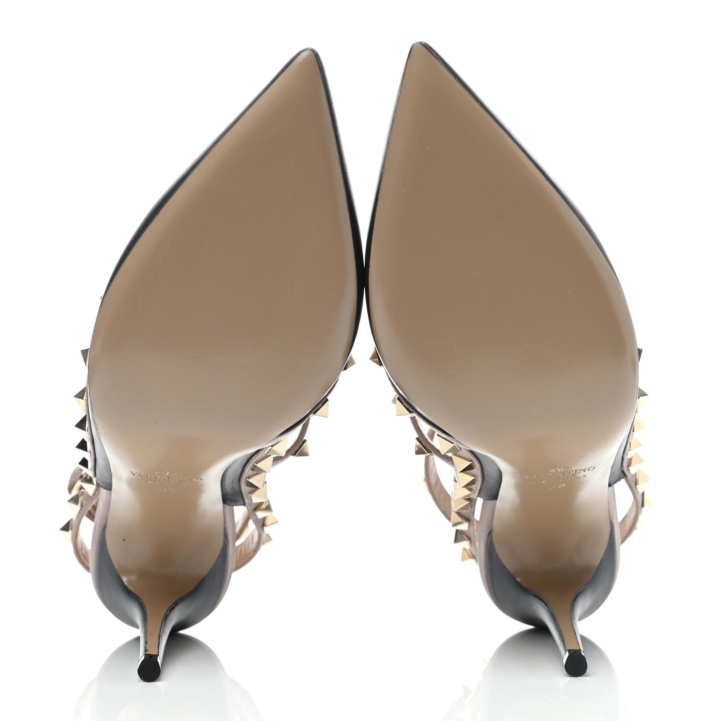 Nappa Rockstud Ankle Strap Pumps 39 Black Poudre