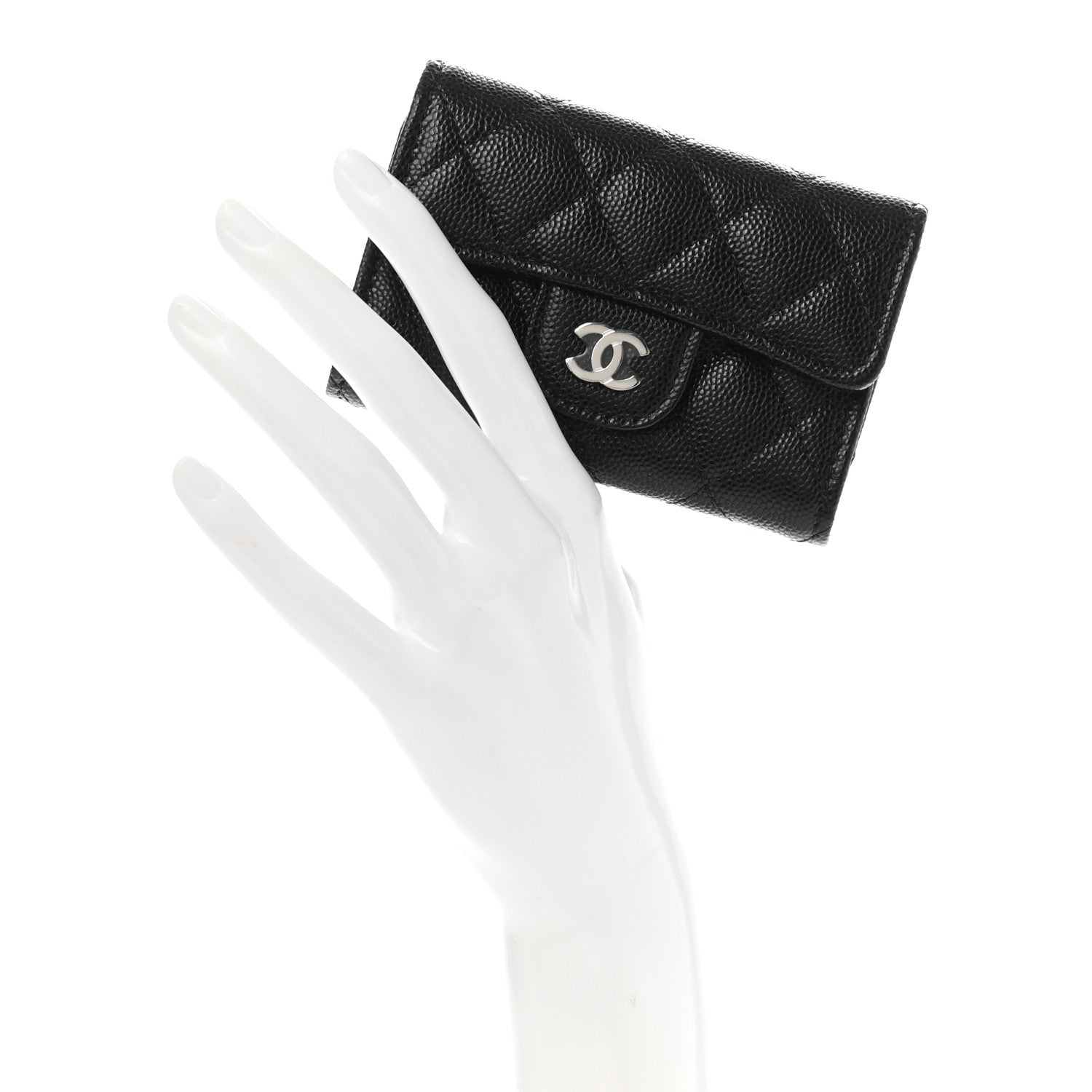 Chanel Caviar Quilted Classic 4 Key Holder Wallet Black 2 of 8