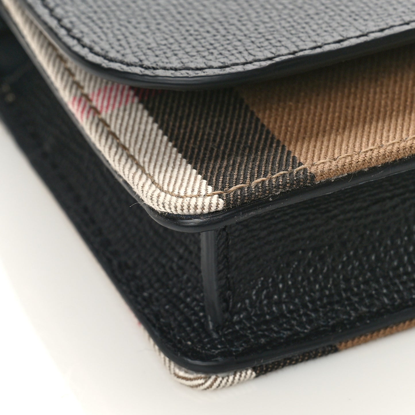 Derby Calfskin House Check Wallet On Chain Black