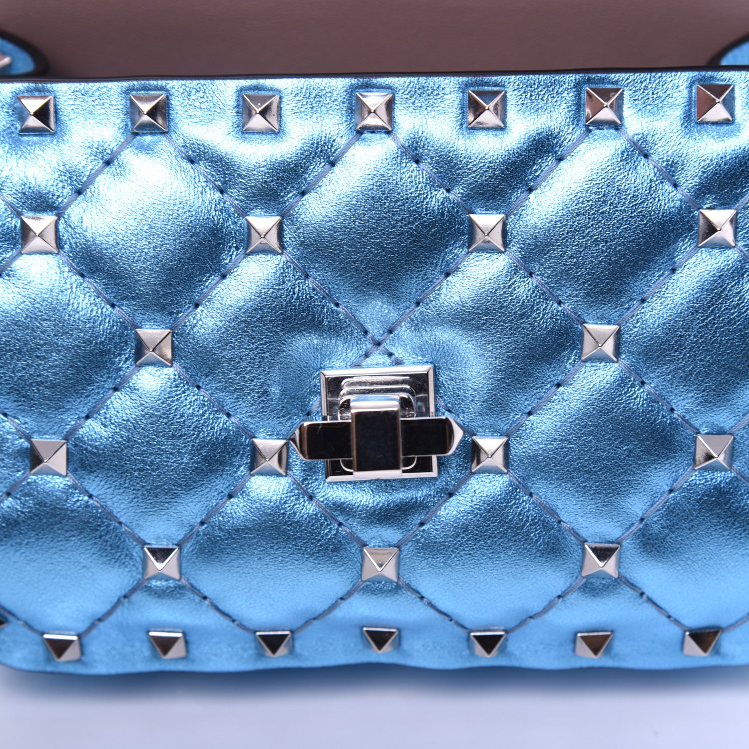 Valentino Garavani Metallic Nappa Micro Rockstud Spike Shoulder Bag Cerulean 11 of 14