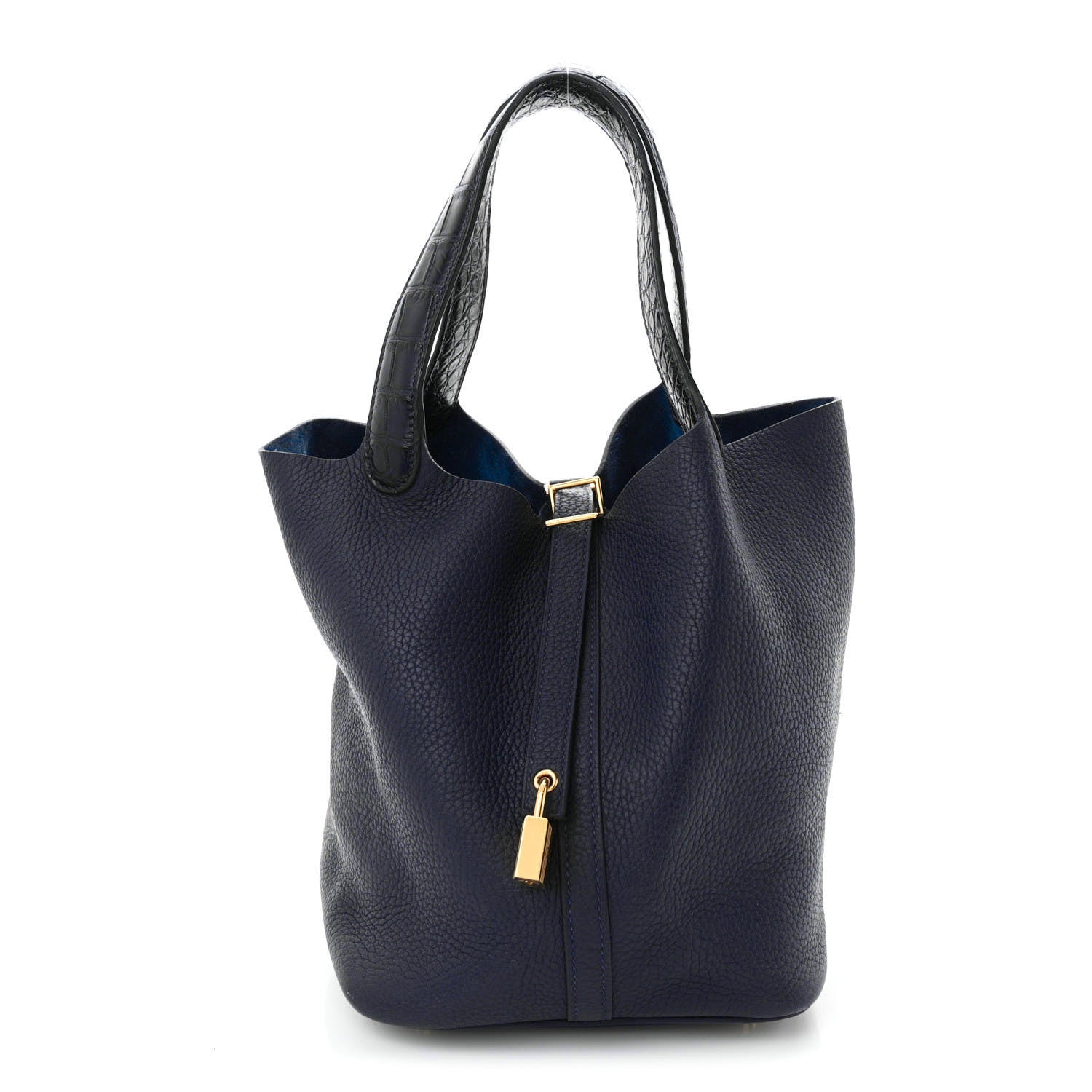 Hermes Taurillon Clemence Matte Alligator Picotin Lock Touch 22 Bleu Nuit 1 of 12