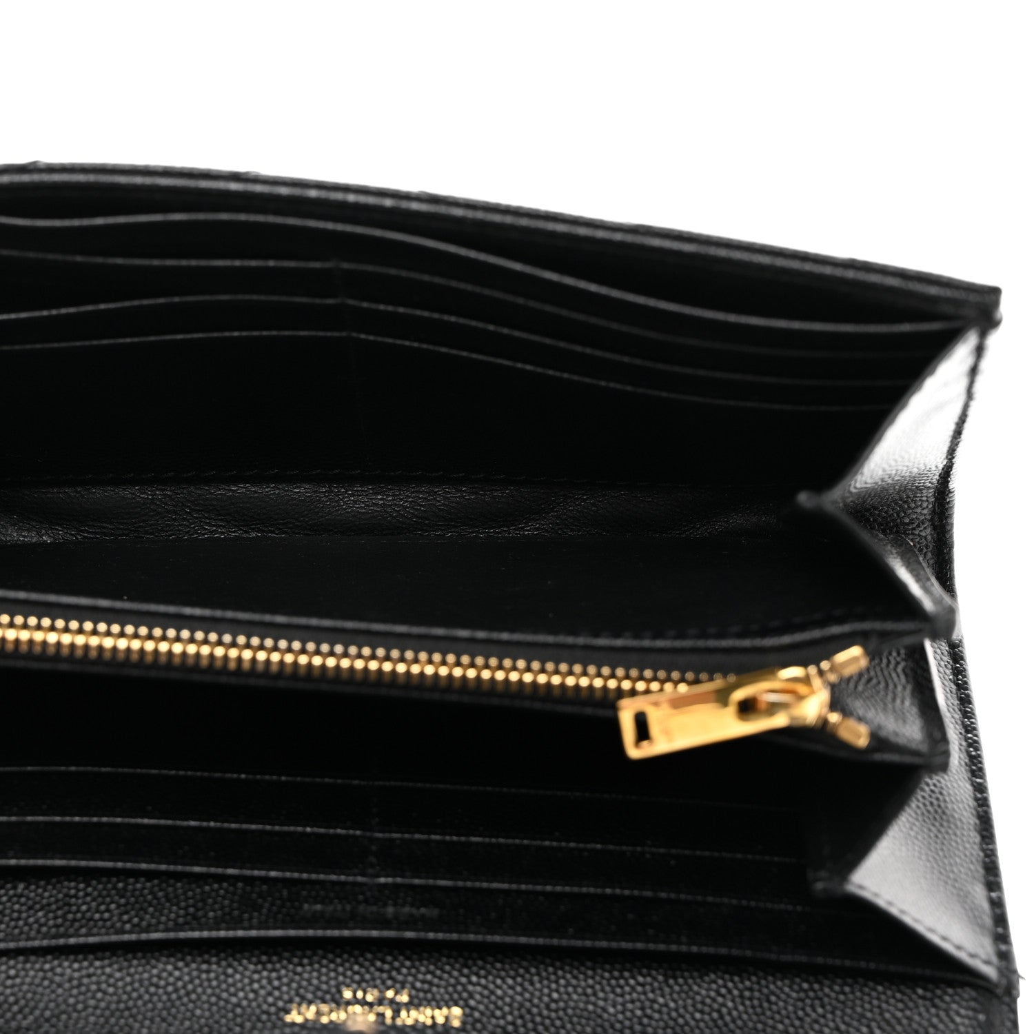 Saint Laurent SAINT LAURENT Grain De Poudre Matelasse Chevron Monogram Flap Wallet Black 5 of 7