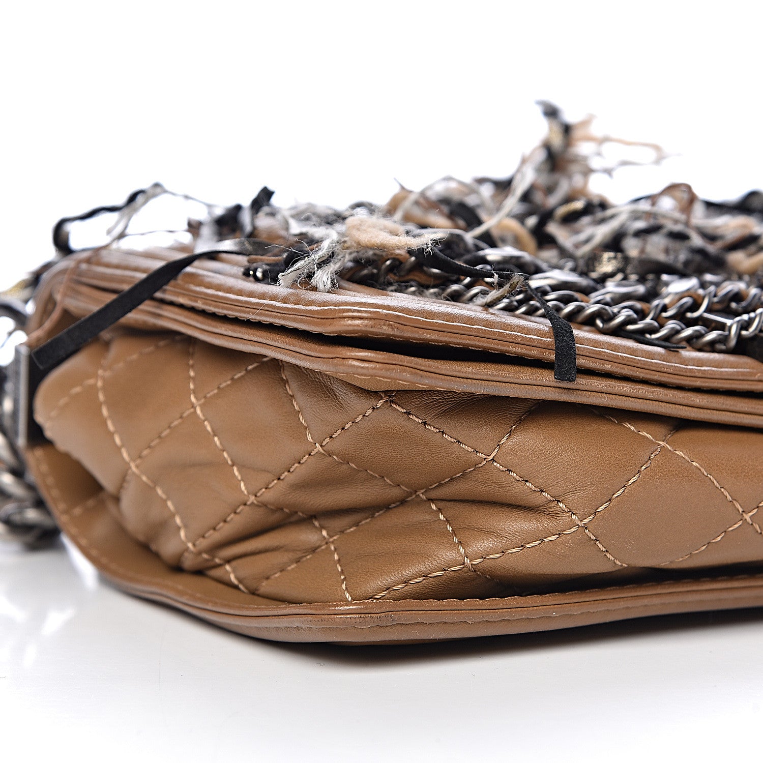 Chanel Calfskin Tweed Enchained Medium Boy Flap Brown 9 of 11