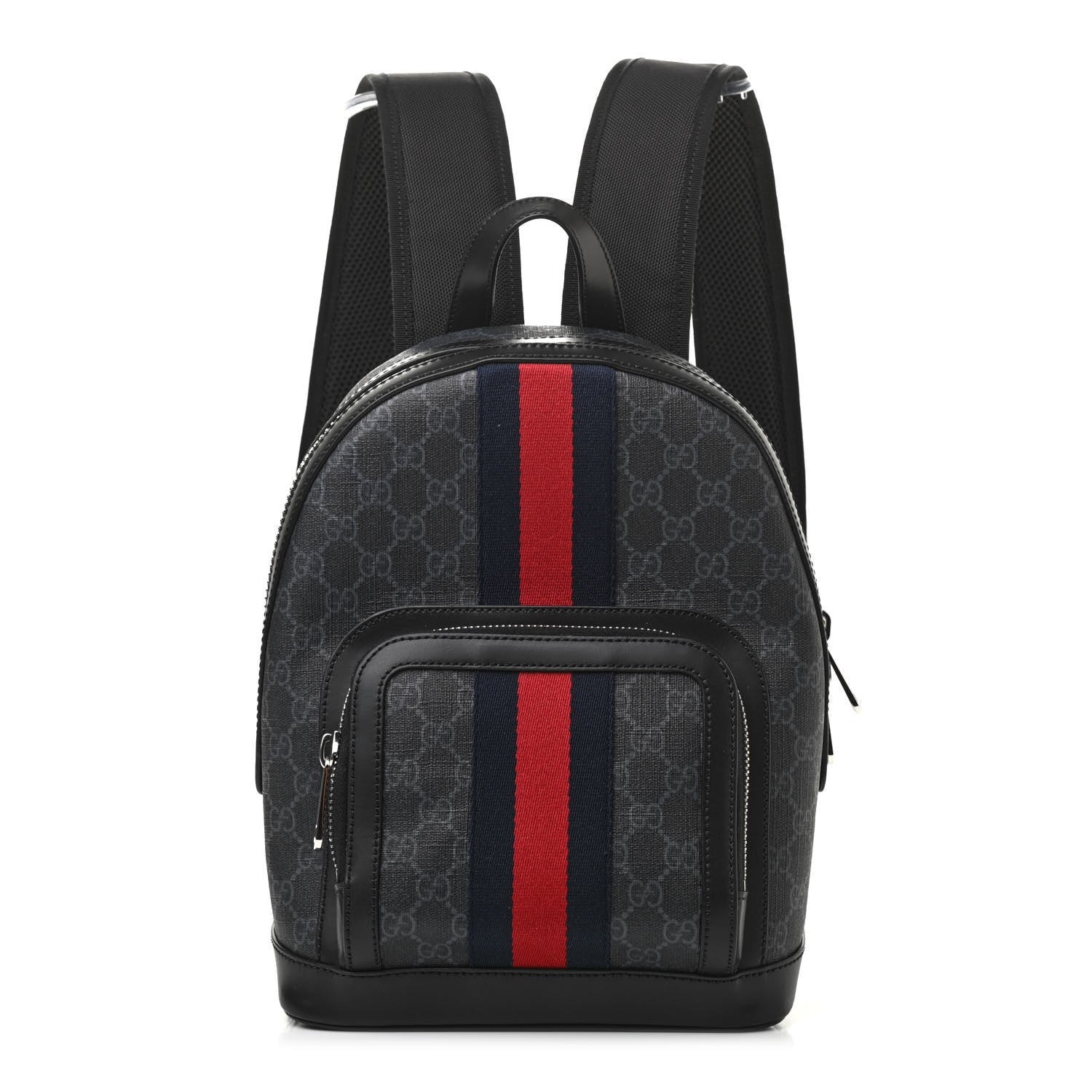 Gucci GG Supreme Monogram Appia Calfskin Web Small Day Backpack Black 1 of 9