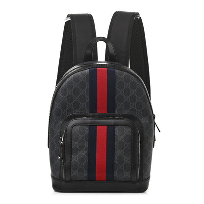 Gucci GG Supreme Monogram Appia Calfskin Web Small Day Backpack Black 1 of 9