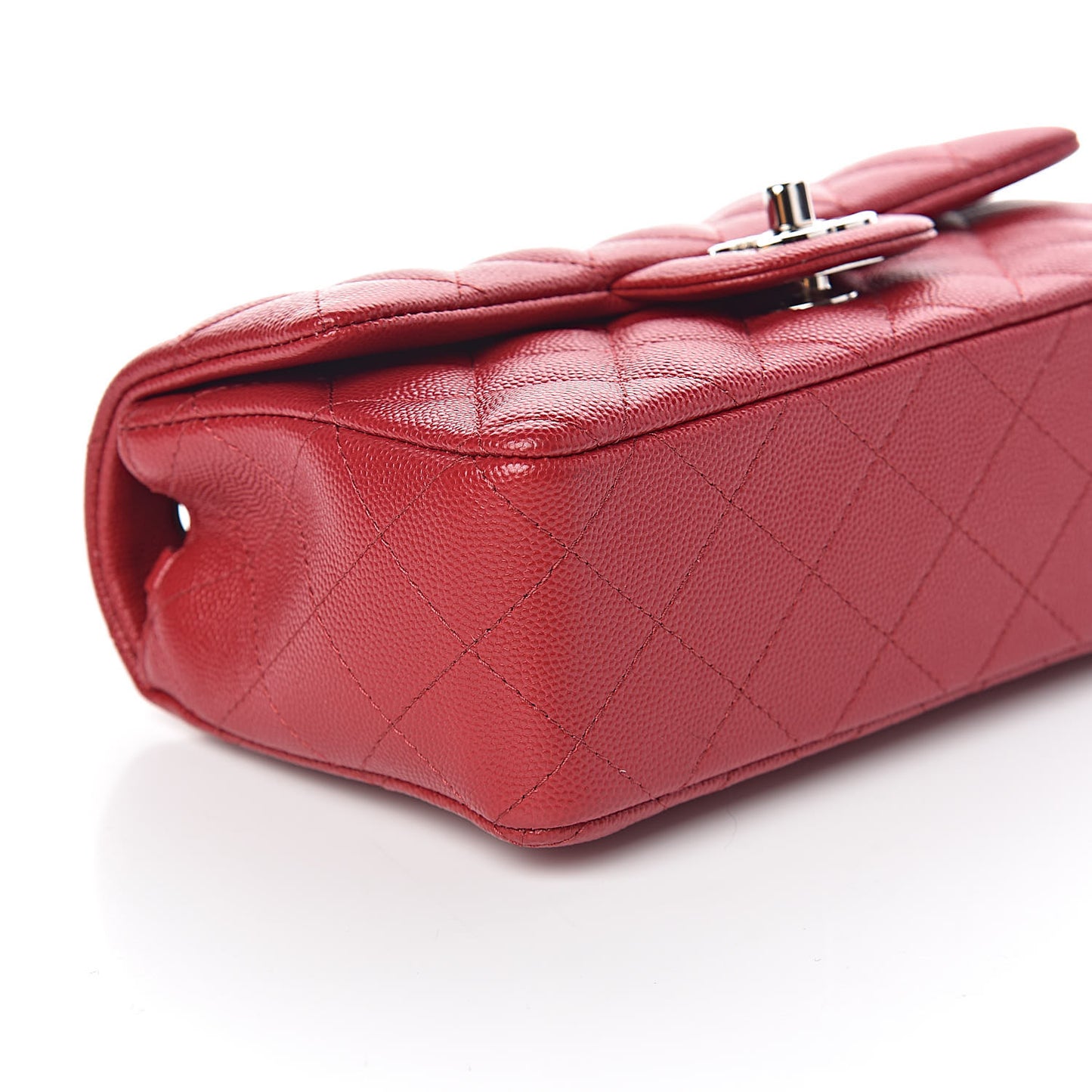 Caviar Quilted Mini Rectangular Flap Red