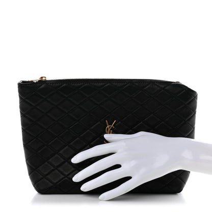 Saint Laurent Lambskin Quilted Gaby Cosmetic Pouch Black 2 of 8