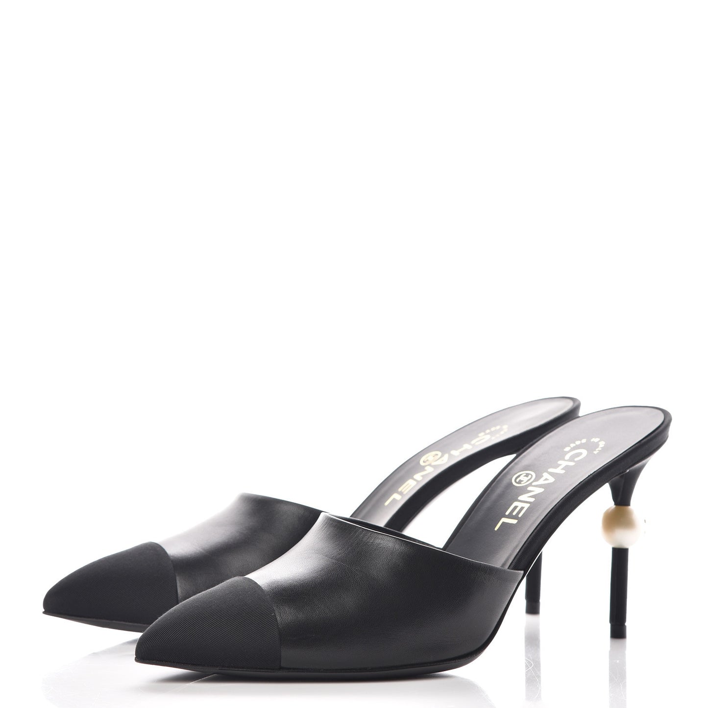 Goatskin Grosgrain Cap Toe Pearl Mule 40 Black