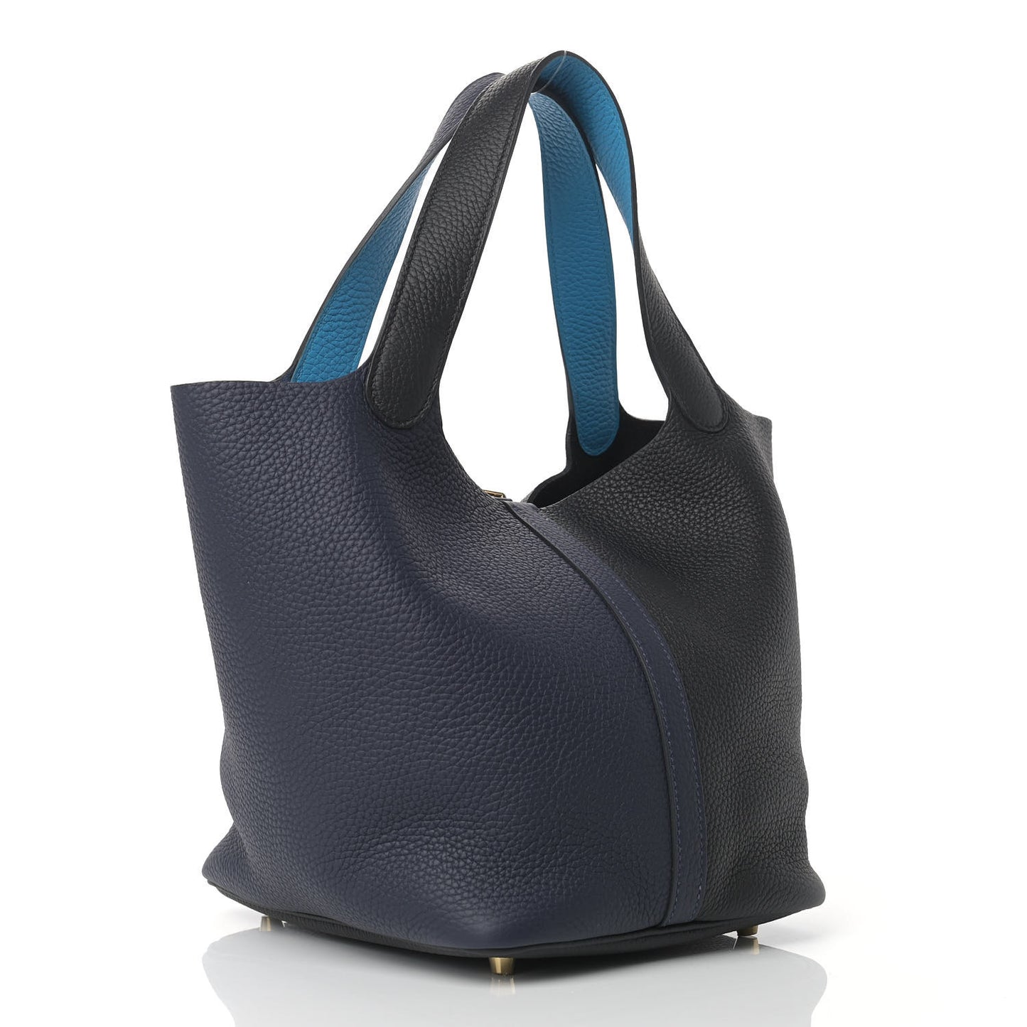 Taurillon Clemence Casaque Picotin Lock 22 MM Bleu Nuit Black Blue Frida