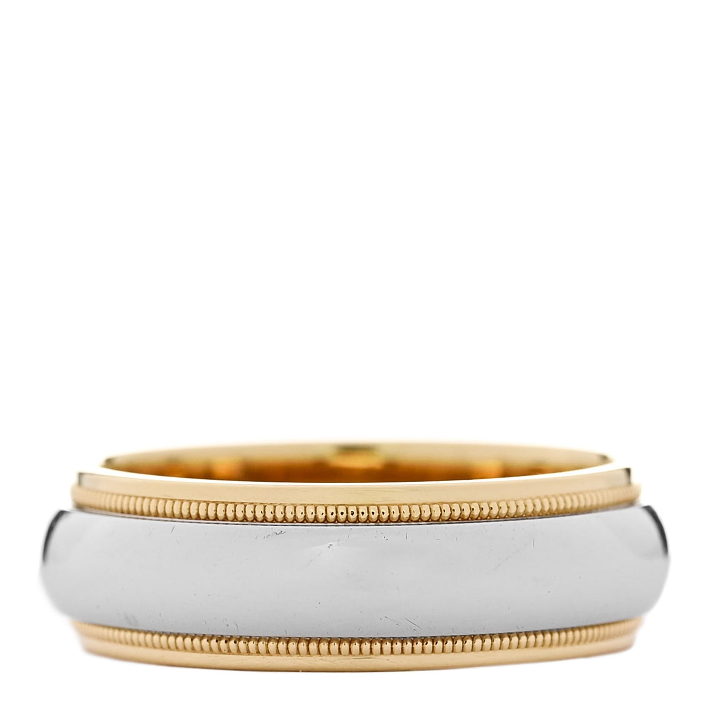Platinum 18K Yellow Gold 6mm Together Milgrain Wedding Band Ring 53 6.25