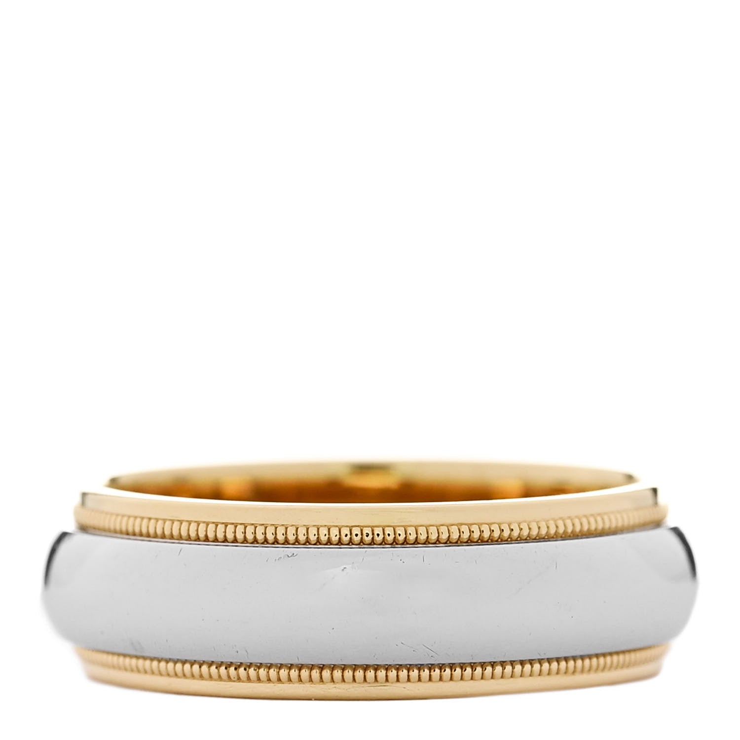 Tiffany Platinum 18K Yellow Gold 6mm Together Milgrain Wedding Band Ring 53 6.25 1 of 5