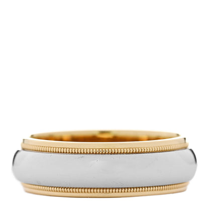 Tiffany Platinum 18K Yellow Gold 6mm Together Milgrain Wedding Band Ring 53 6.25 1 of 5