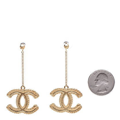 Chanel CC Drop Earrings Matte Gold 2 of 5