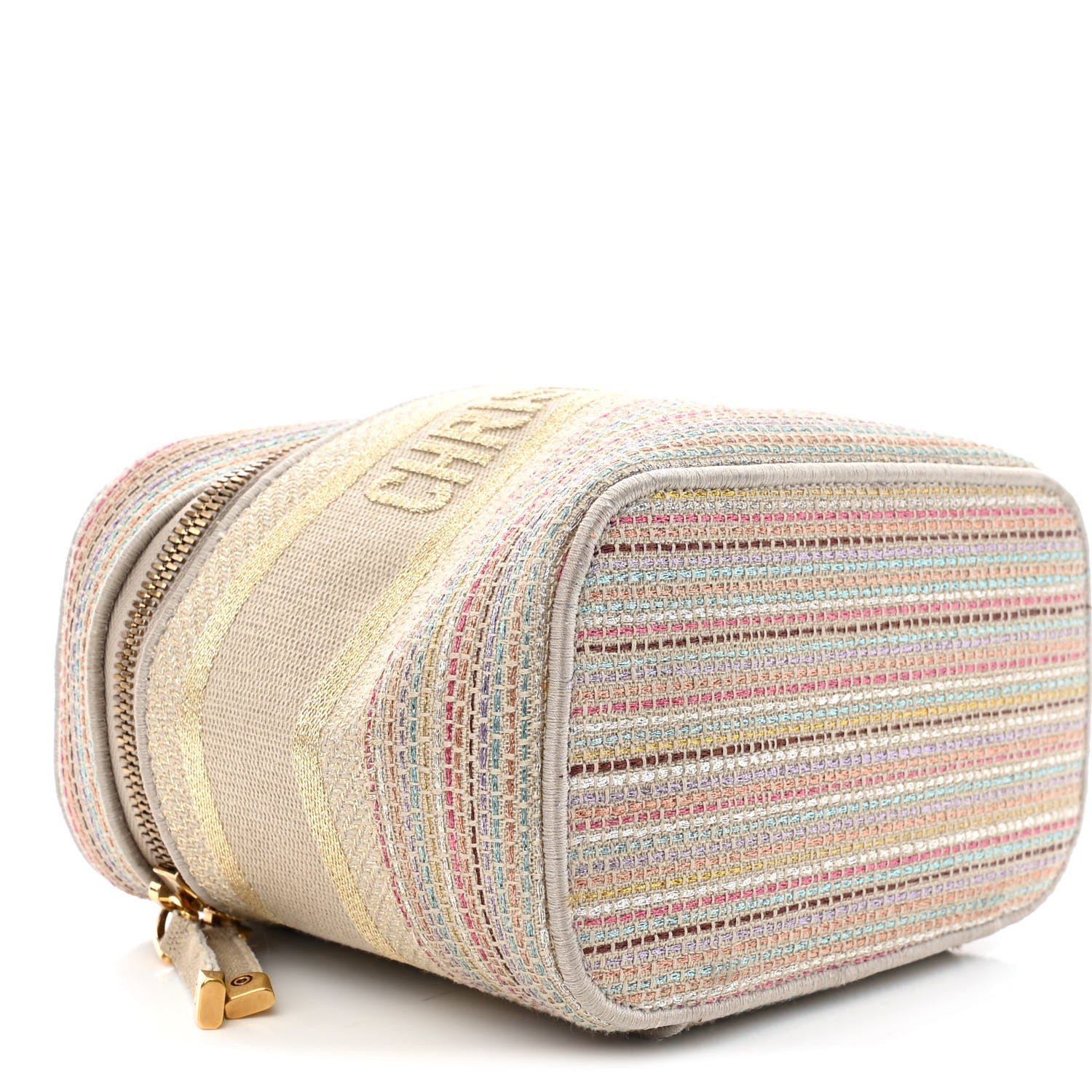 Christian Dior Canvas Embroidered Stripes Diortravel Vanity Case Multicolor 8 of 10