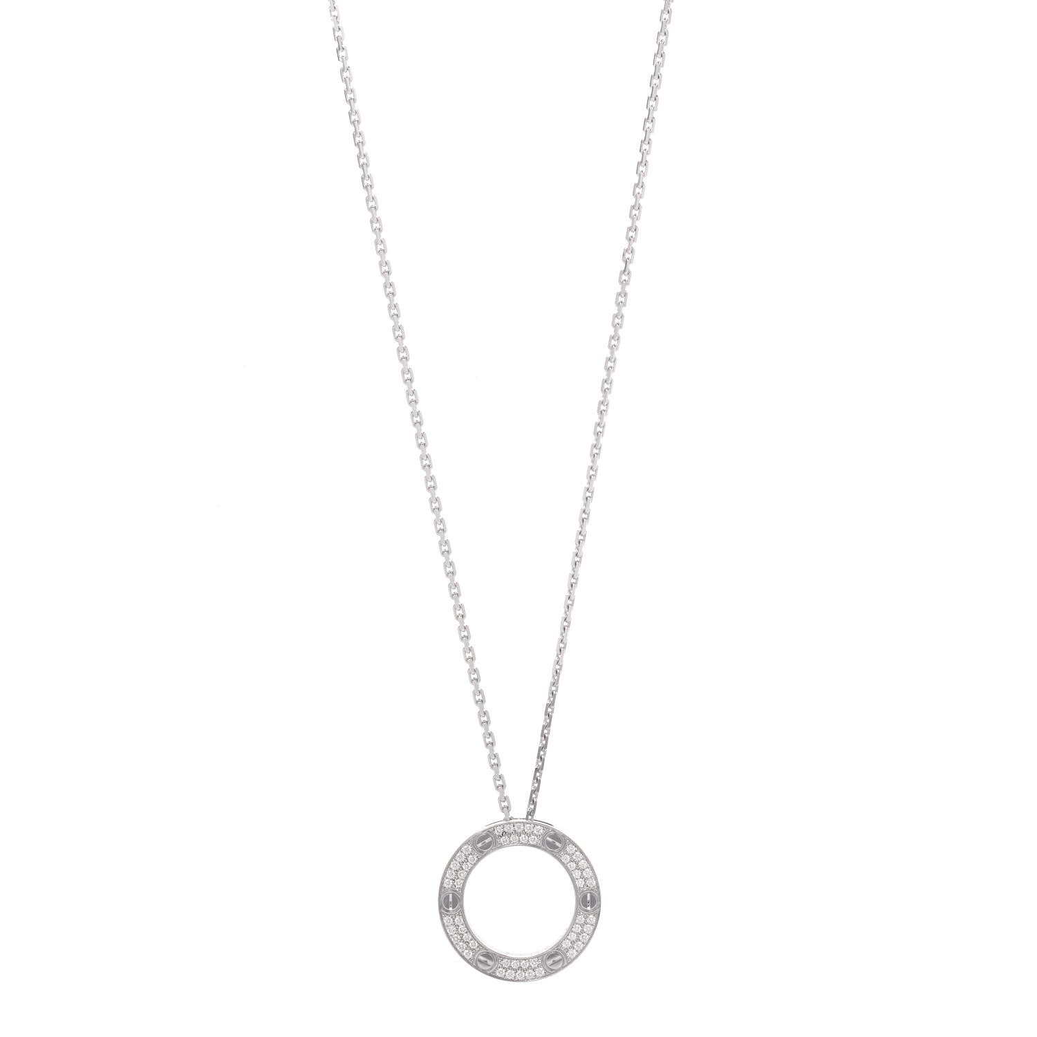 Cartier 18K White Gold Diamond LOVE Paved Necklace 1 of 7