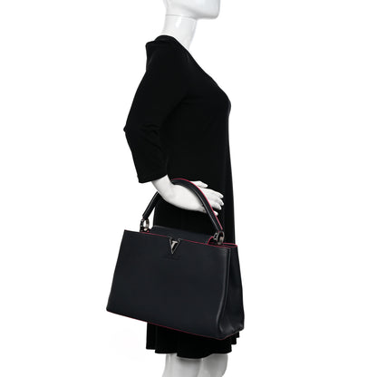 Louis Vuitton Taurillon Capucines MM Black Fuchsia 2 of 12