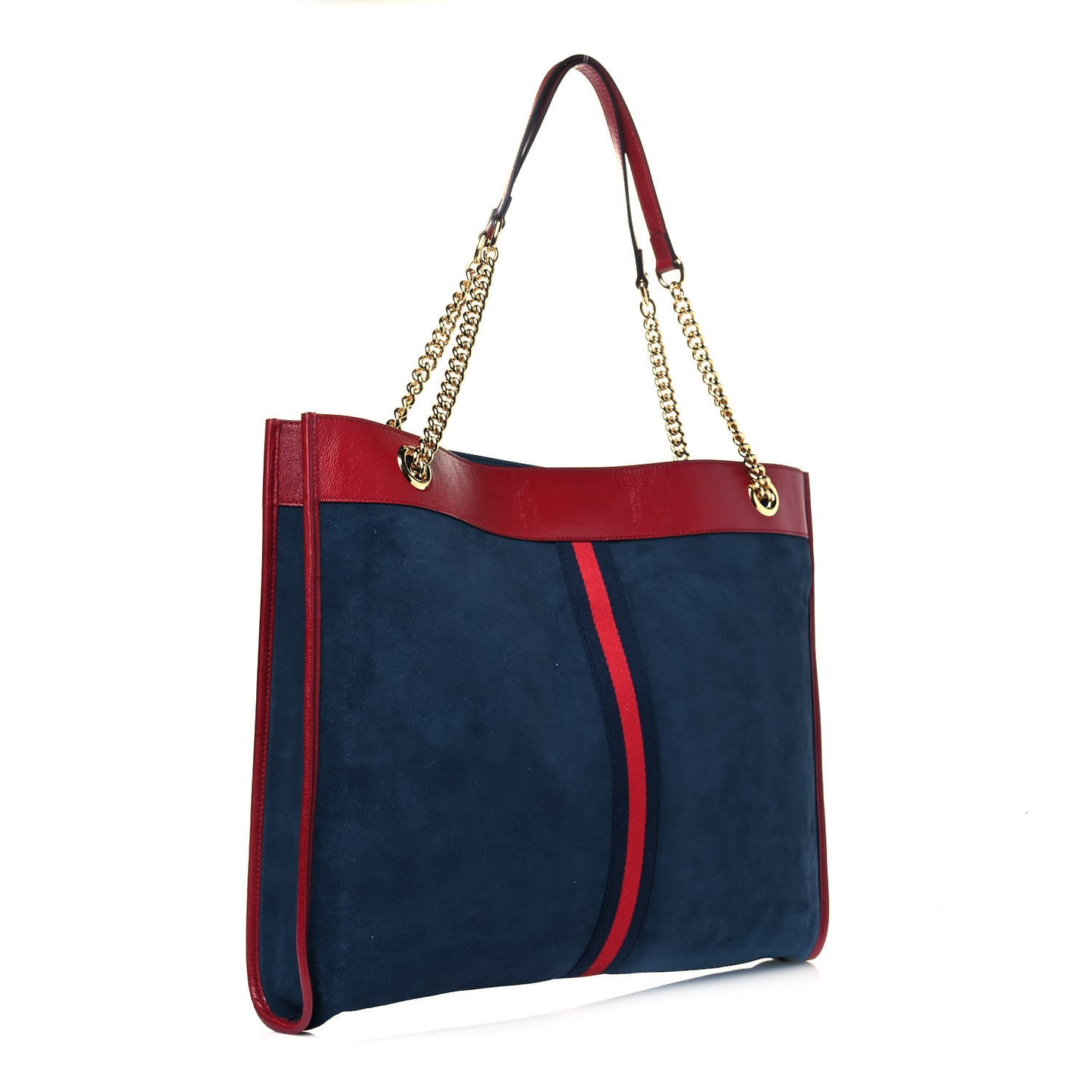 Suede Calfskin Large Rajah Chain Tote New Blue Romantic Cherry