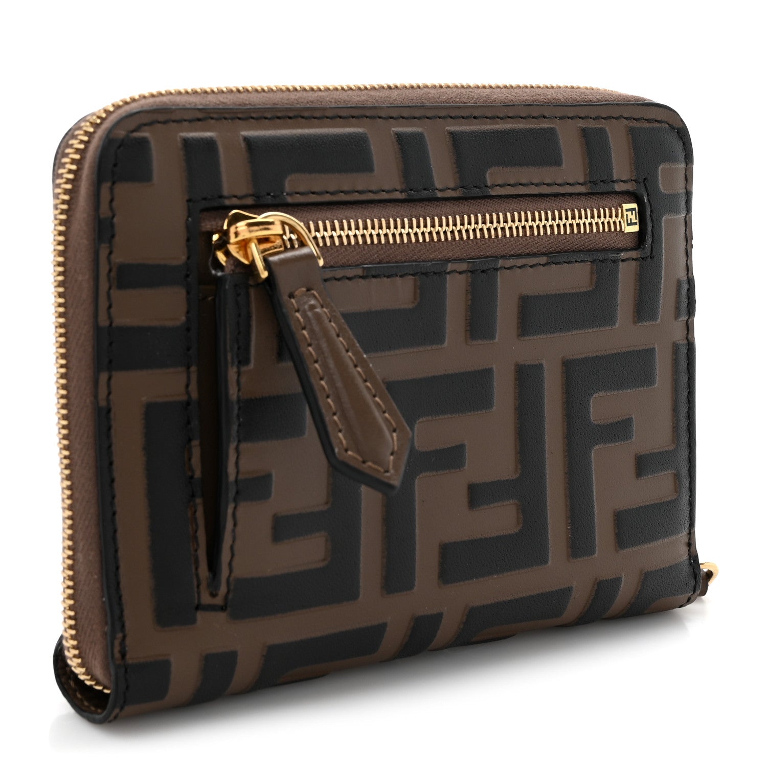 Fendi Vitello Ceylon Bi-Color FF 1974 Embossed FF Diamonds Wallet Maya Black 3 of 10