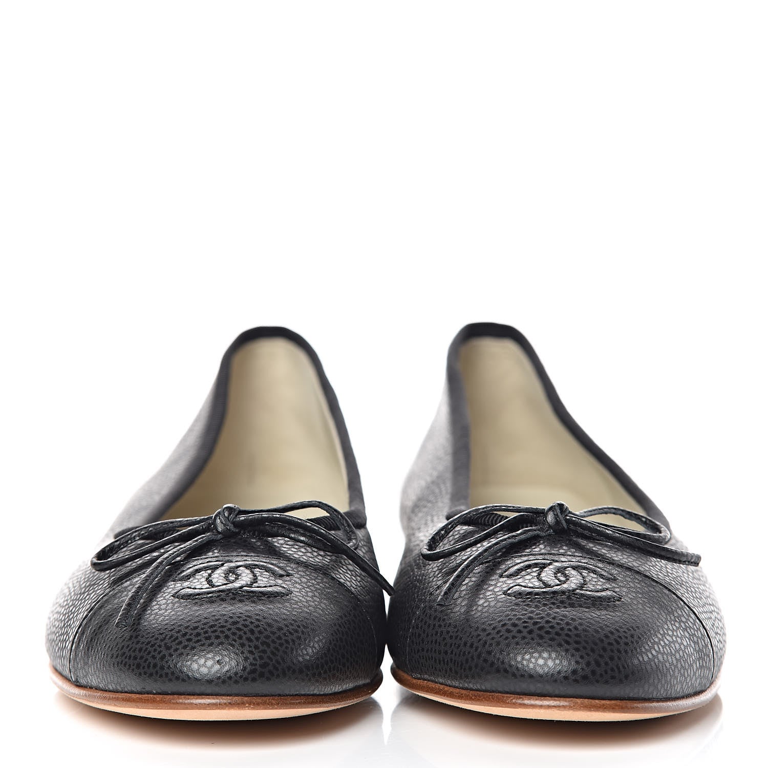 Chanel Caviar Cap Toe Ballerina Flats 38 Black 3 of 9