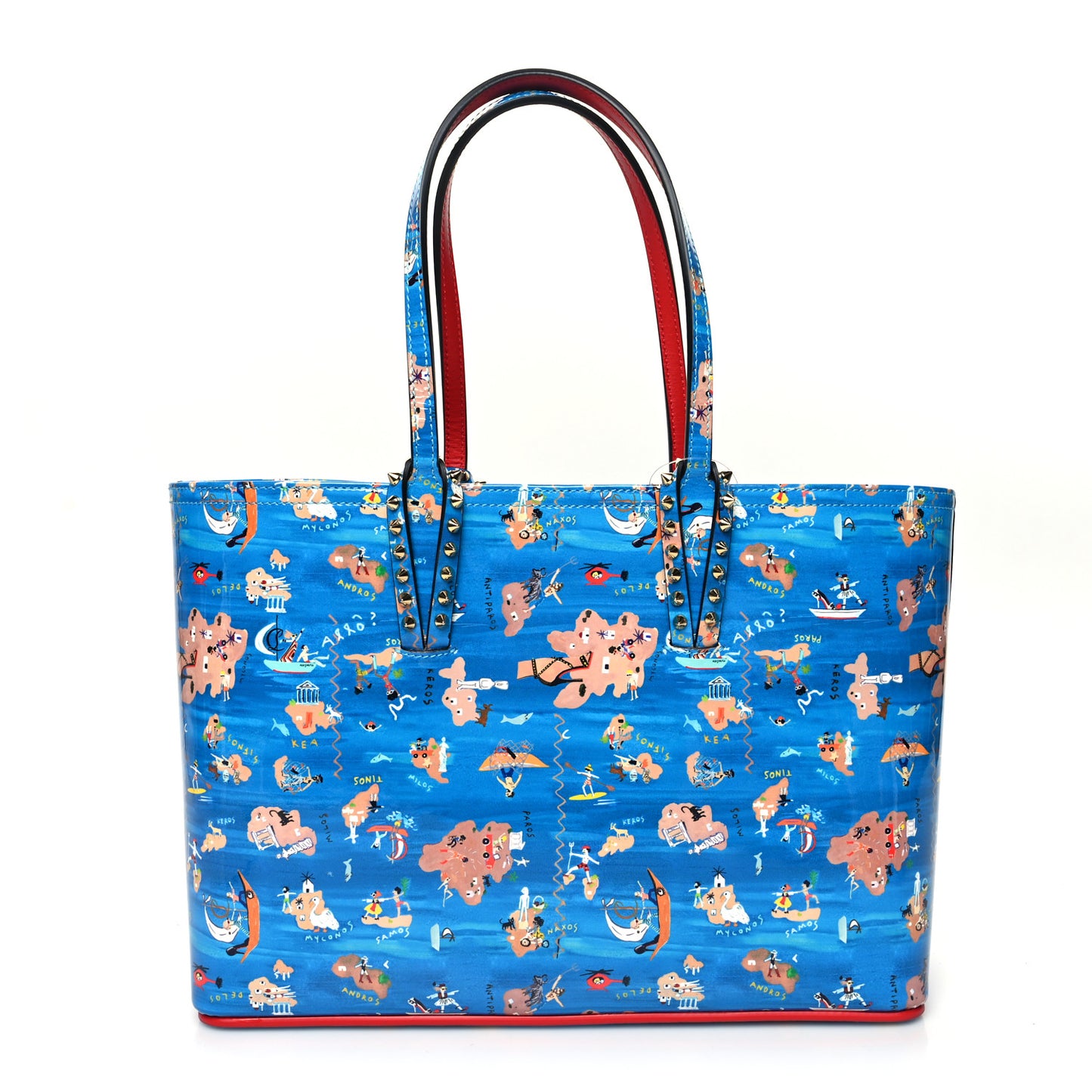 Patent Calfskin Small Greekaba Cabata Tote Blue
