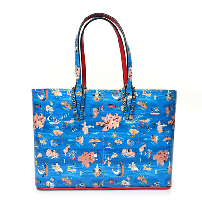 Christian Louboutin Patent Calfskin Small Greekaba Cabata Tote Blue 3 of 12