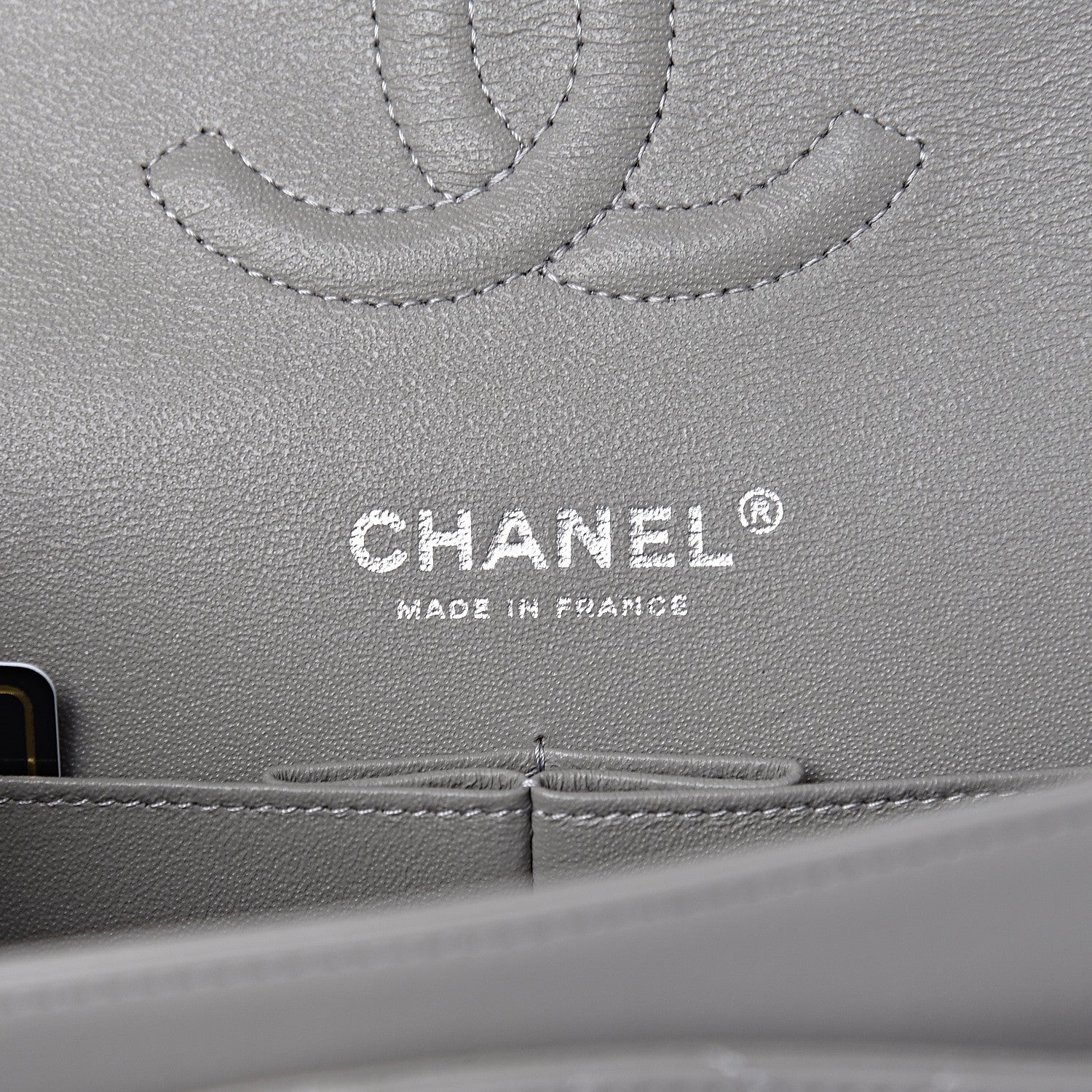 Chanel Lambskin Quilted Medium Double Flap Grey 6 of 10