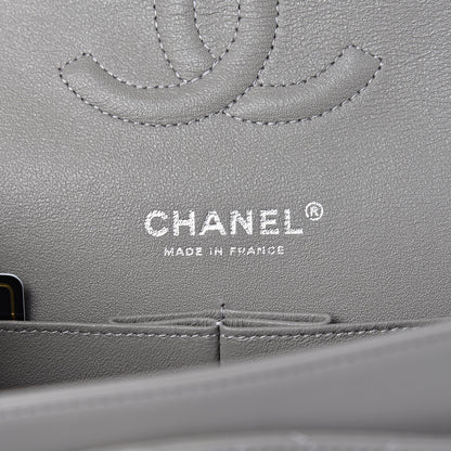 Chanel Lambskin Quilted Medium Double Flap Grey 6 of 10