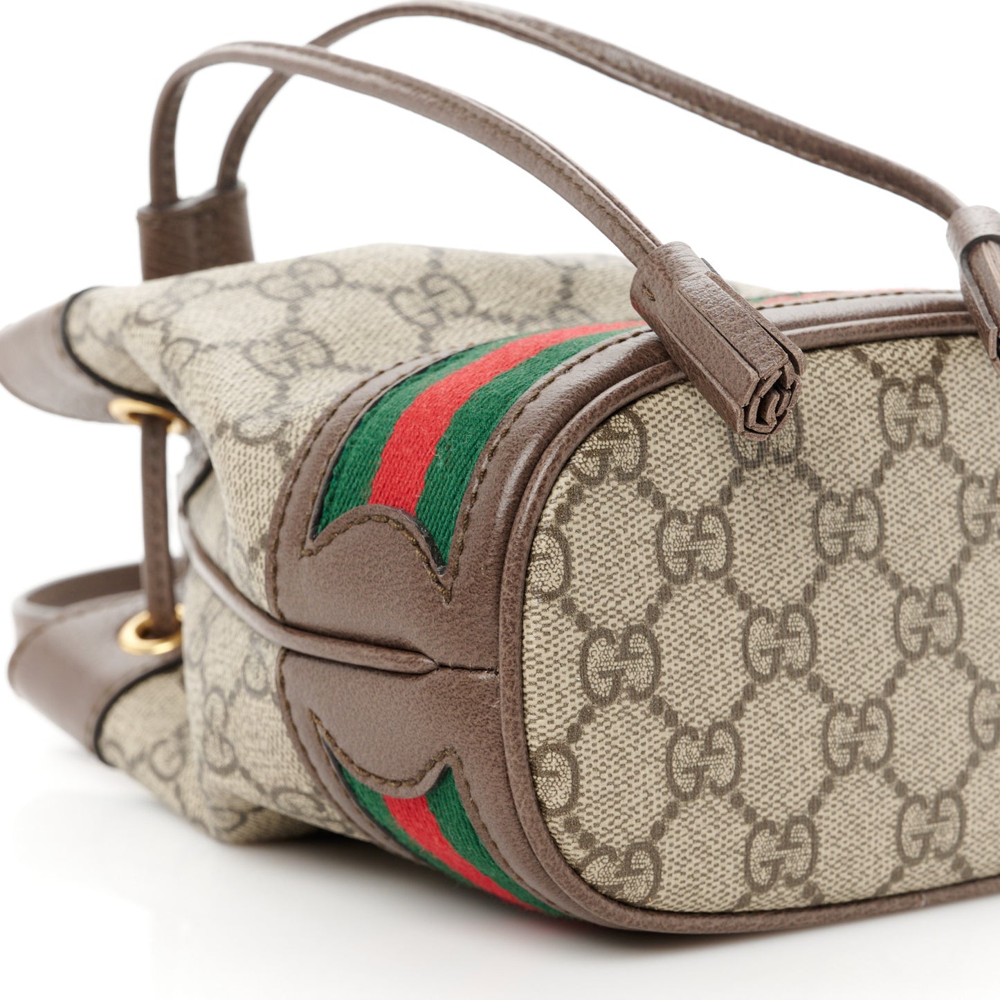 GG Supreme Monogram Web Mini Ophidia Bucket Bag Brown