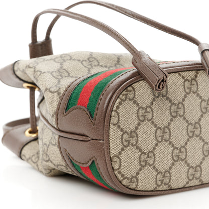 Gucci GG Supreme Monogram Web Mini Ophidia Bucket Bag Brown 10 of 10