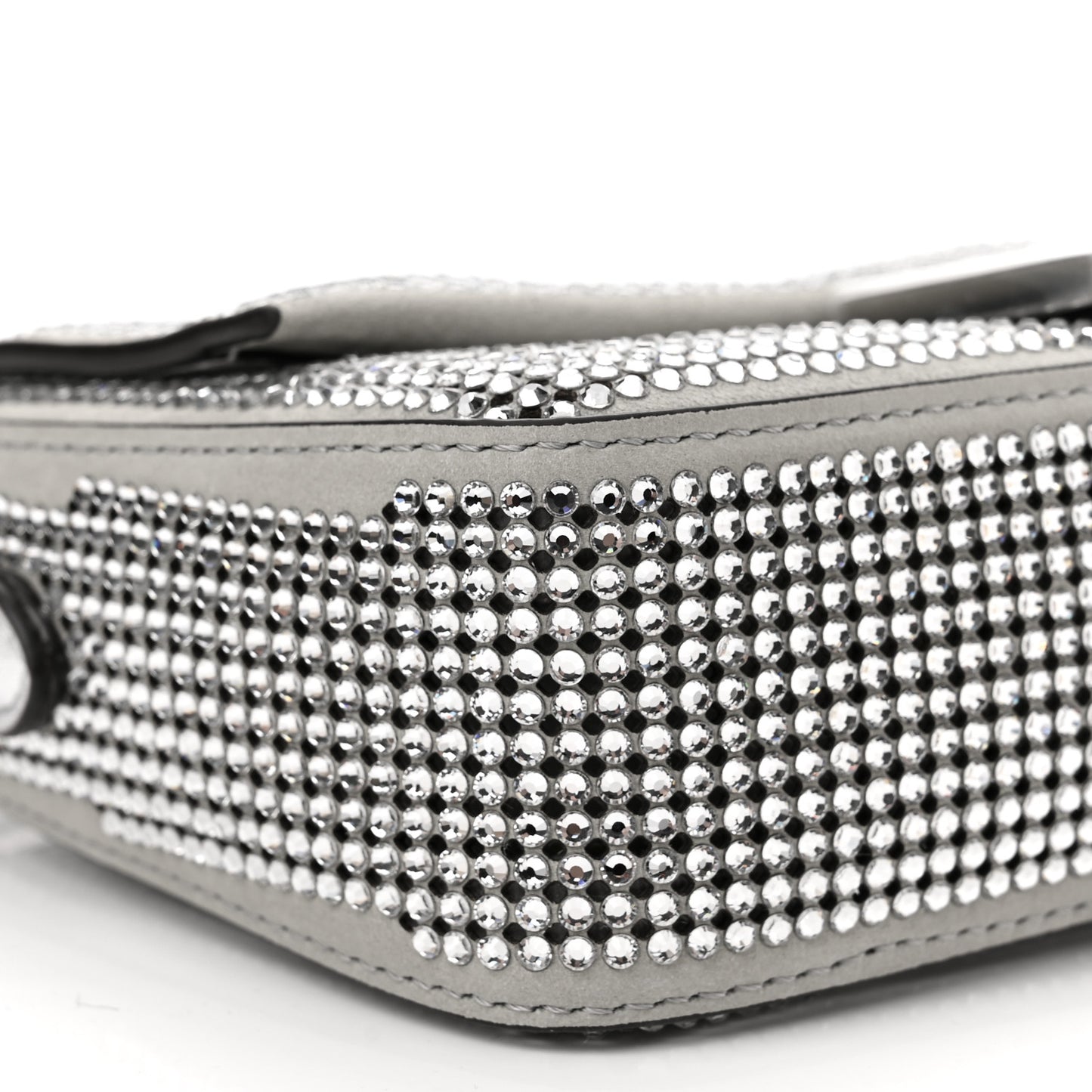 Nubuck Crystal Catalan Mirror Embroidered Mini Baguette Pietra Argento