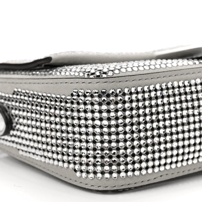 Fendi Nubuck Crystal Catalan Mirror Embroidered Mini Baguette Pietra Argento 9 of 10