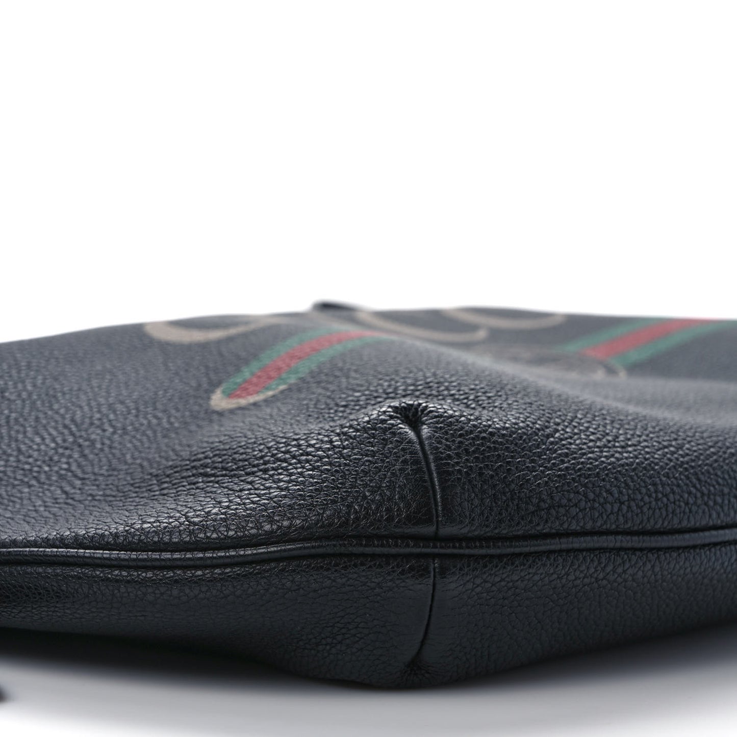 Grained Calfskin Logo Half Moon Hobo Black