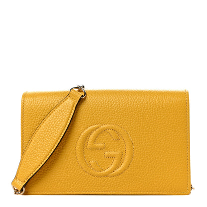 Gucci Pebbled Calfskin Soho Wallet on Chain New Buttercup 1 of 11