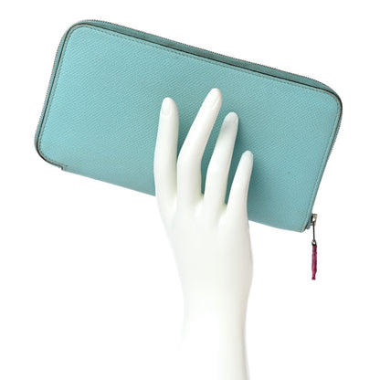 Hermes Epsom Silk'In Wallet Bleu Atoll Rose Tyrien 2 of 15