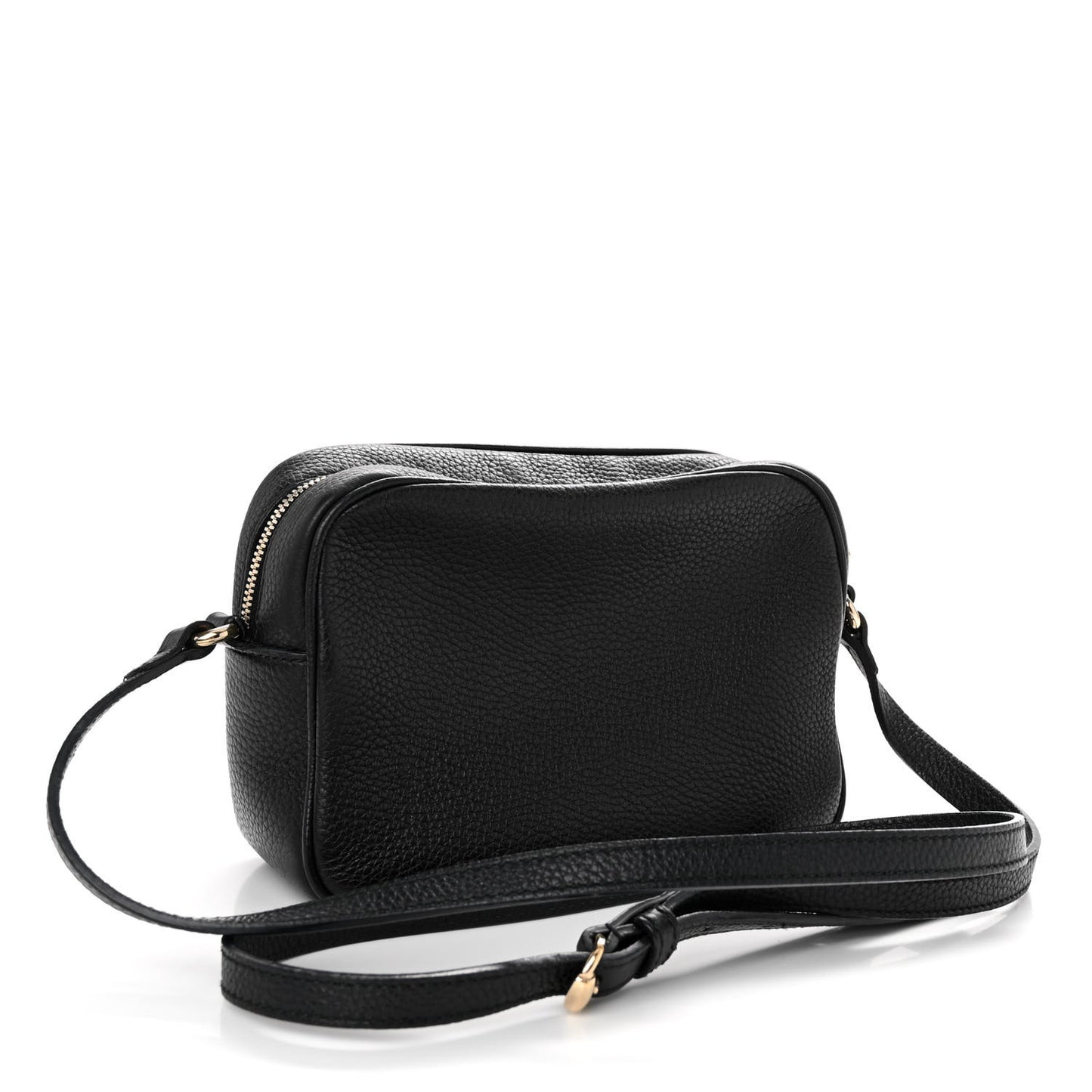 Pebbled Calfskin Small Soho Disco Bag Black