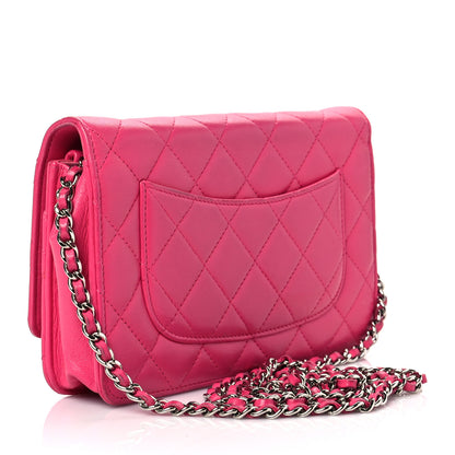 Chanel Lambskin Quilted Wallet on Chain WOC Pink 3 of 8
