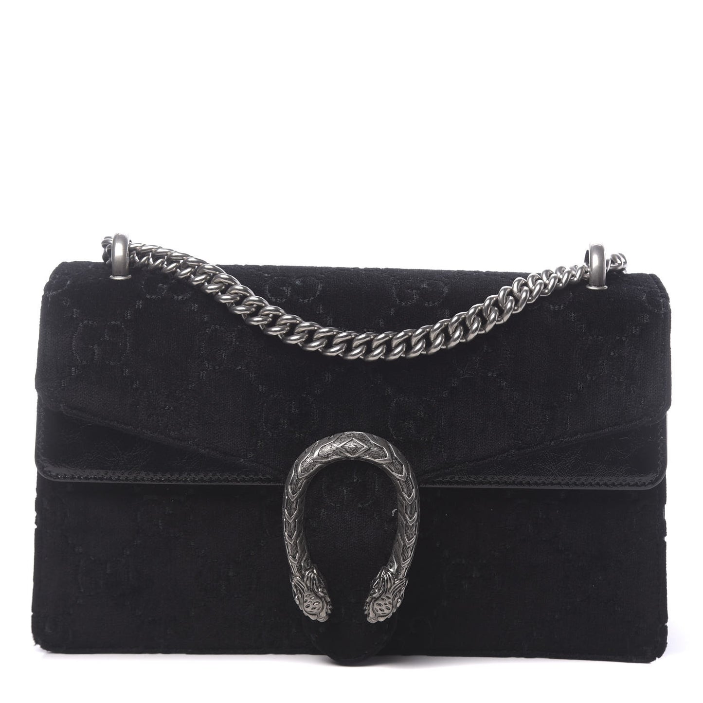Velvet GG Monogram Small Dionysus Shoulder Bag Black