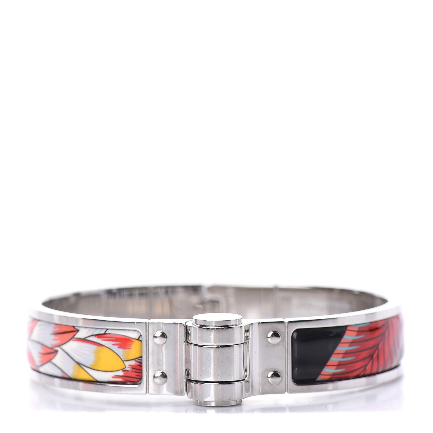 Hermes Enamel Printed Narrow Charniere Savana Dance Hinged Bracelet S Futurisme 1 of 5