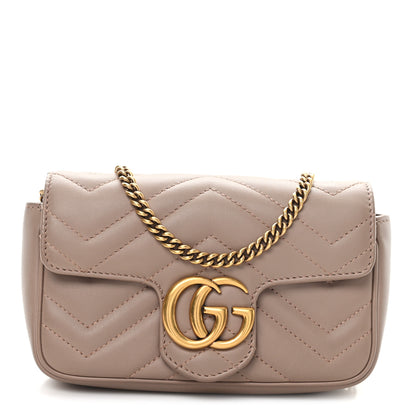 Gucci Calfskin Matelasse Super Mini GG Marmont Shoulder Bag Porcelain Rose 1 of 10