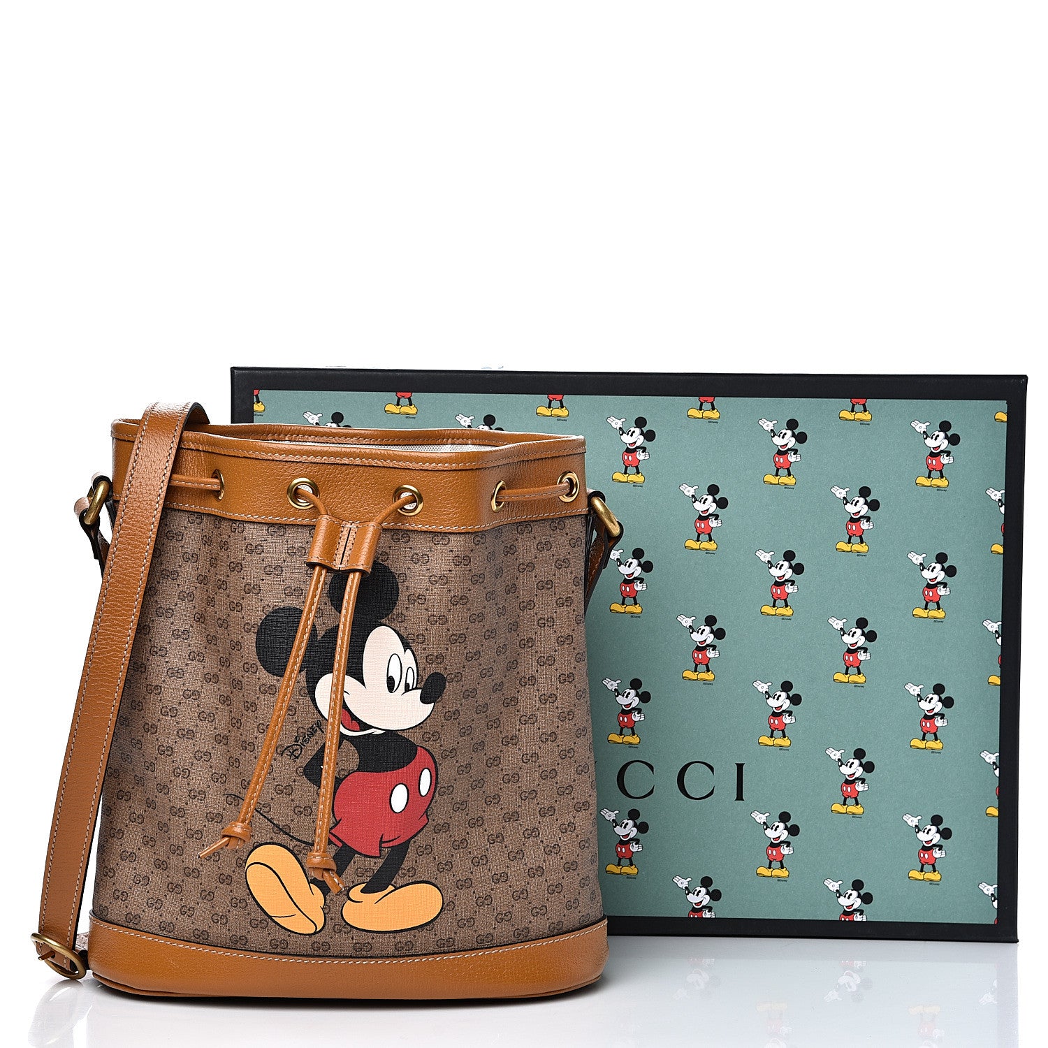 Gucci X DISNEY Mini Vintage GG Supreme Monogram Bucket Bag Beige Vintage Sun Oil 11 of 11