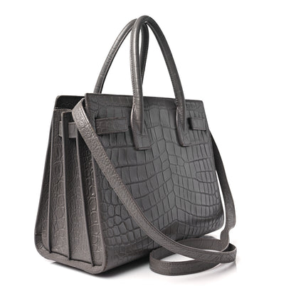 Saint Laurent Calfskin Crocodile Embossed Baby Sac De Jour Fog 3 of 11