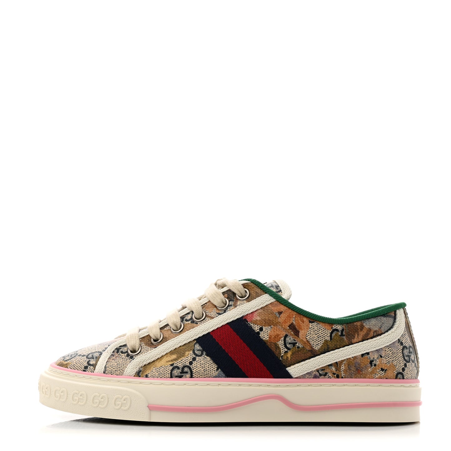 GG Supreme Monogram Water Flora Web Womens 1977 Tennis Sneakers 36 Beige Blue Multicolor Mystic White
