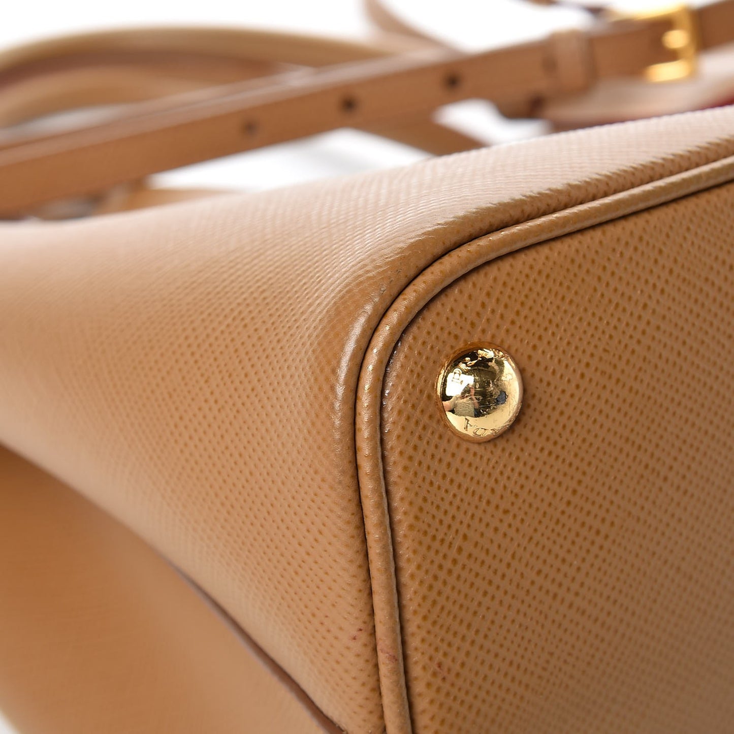 Saffiano Cuir Medium Double Bag Caramel