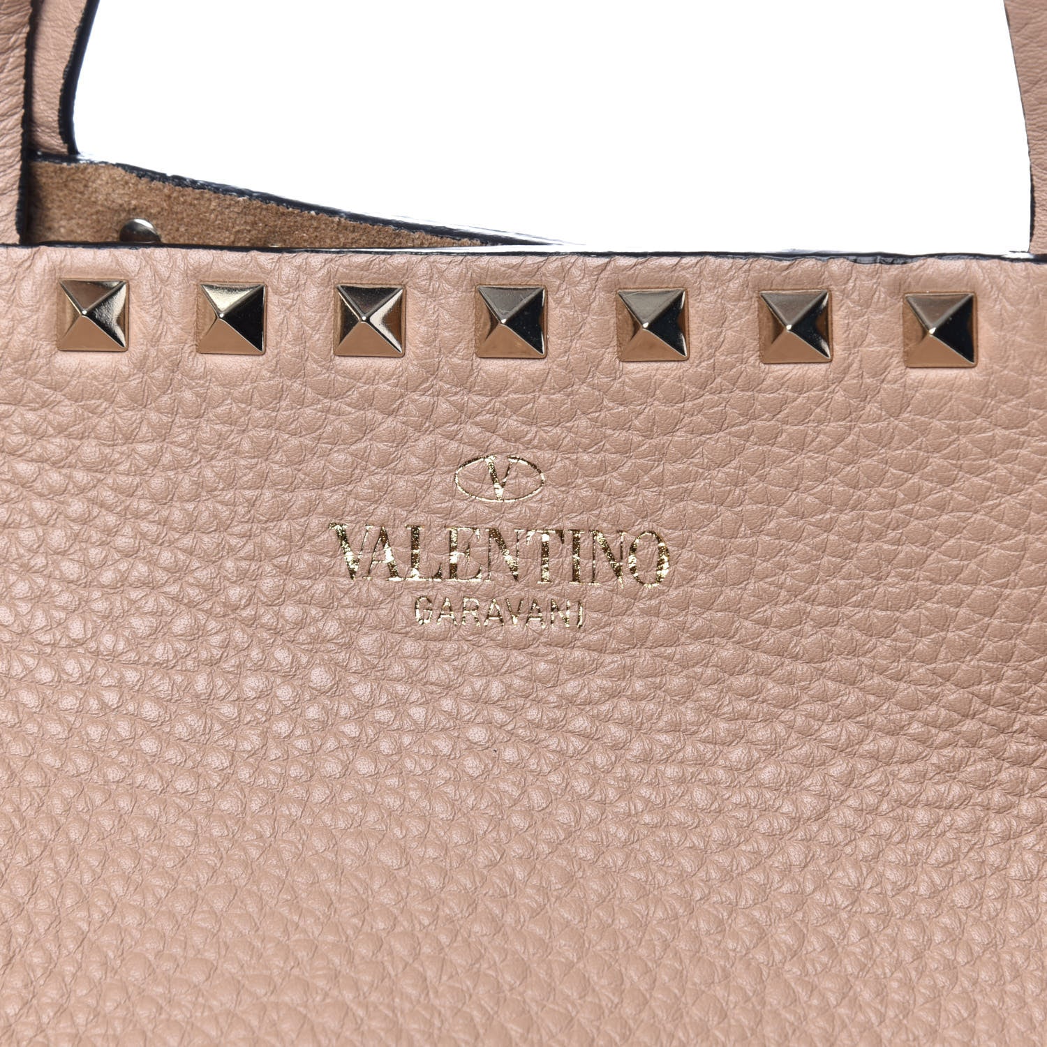 Valentino Garavani Grained Calfskin Rockstud Shoulder Tote Beige 9 of 9
