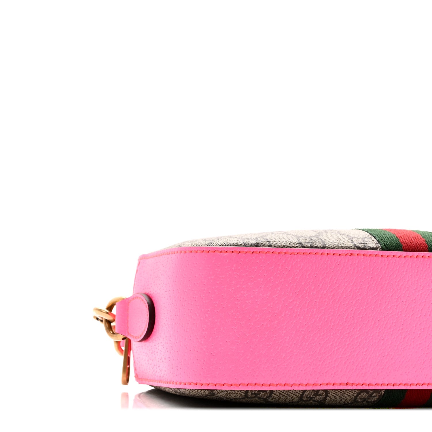 Gucci GG Supreme Monogram Textured Dollar Calfskin Web Ophidia Small Crossbody Bag Beige Ebony Fuchsia 9 of 10