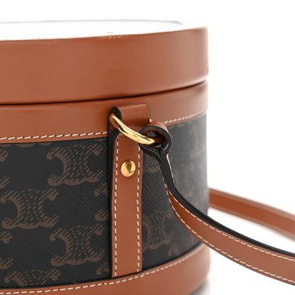 Celine Calfskin Triomphe Canvas Medium Tambour Bag Tan 14 of 14