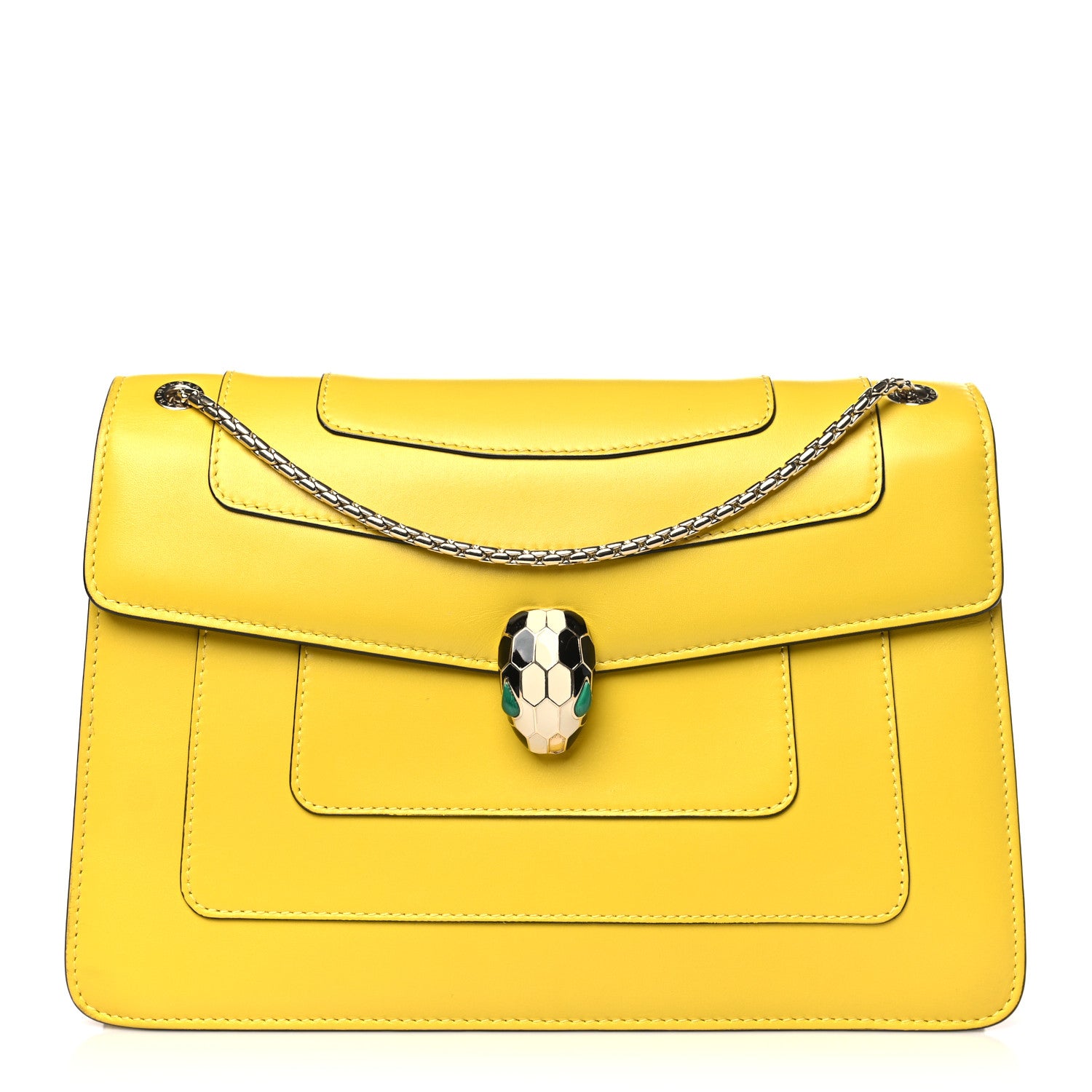 Bulgari Calfskin Serpenti Forever Shoulder Bag Yellow 1 of 9